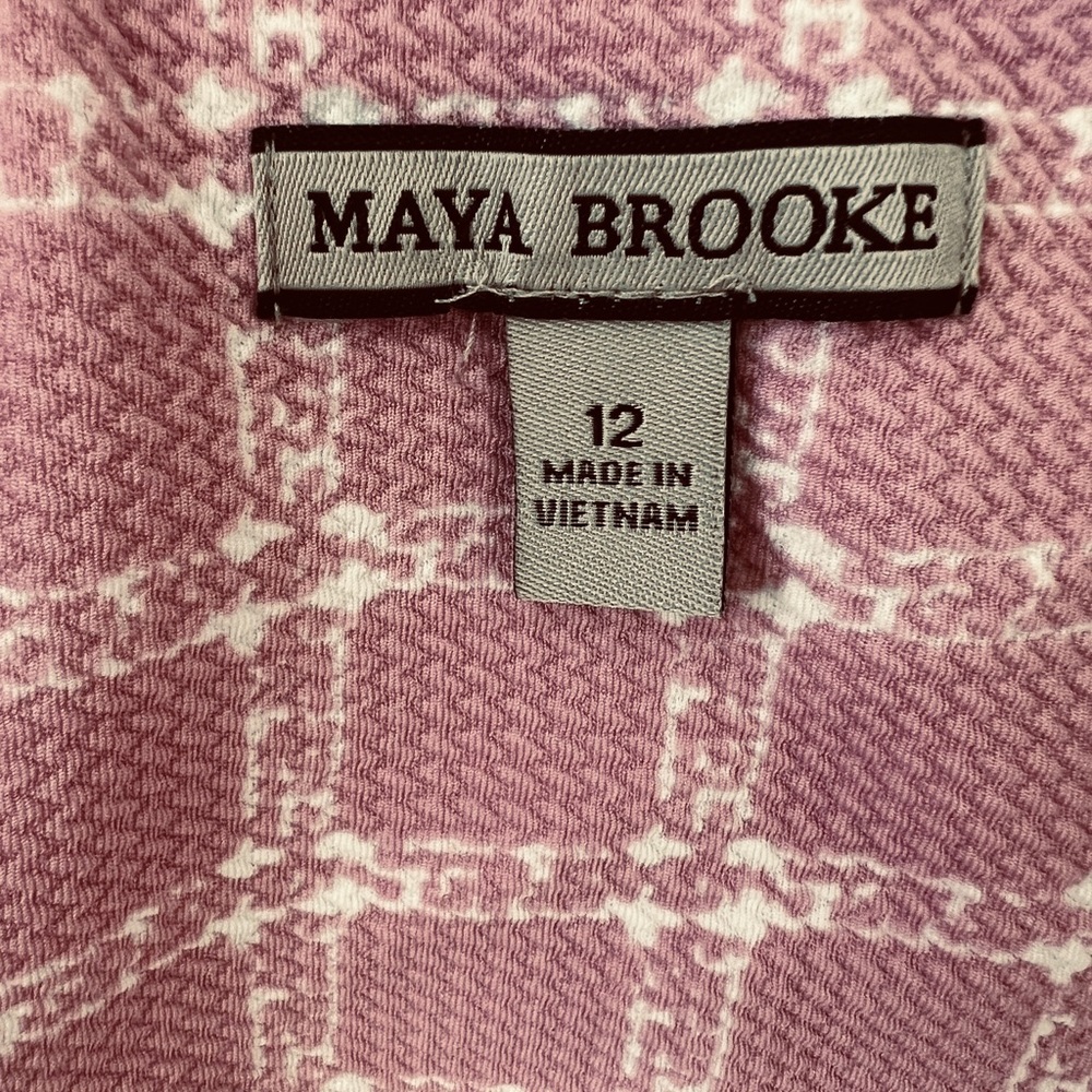 Maya Brooke Pink and White Blazer with Pearl Trim Size 12 - Picture 10 of 12